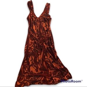 Pink and dark burgundy graphic design dress